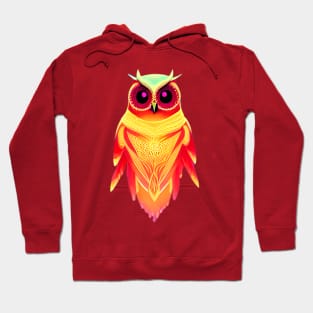 Vivid Red and Yellow Symmetrical Owl Hoodie